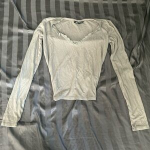 Light green long sleeve v neck top
